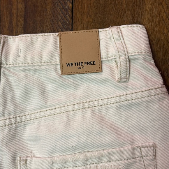 Free People We The Free Frayed Hem Distressed Denim Skirt Cream Size 26 - Picture 3 of 9